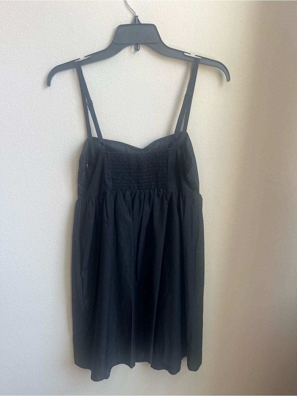 Black Smocked Mini Dress by Steve Madden Minimalist Preppy Coastal Chic Classic - Picture 5 of 9